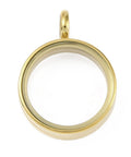 ION GOLD PLATED 304 Stainless Steel Locket Pendants, with Glass, Flat Round Charm for Photo 304 Stainless Steel Locket Pendants, with Glass, Flat Round Charm for Photo