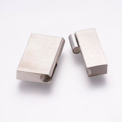 304 Stainless Steel Magnetic Clasps with Glue-in Ends, Rectangle, Frosted, 29x31x7mm 304 Stainless Steel Magnetic Clasps with Glue-in Ends, Rectangle, Frosted, 29x31x7mm