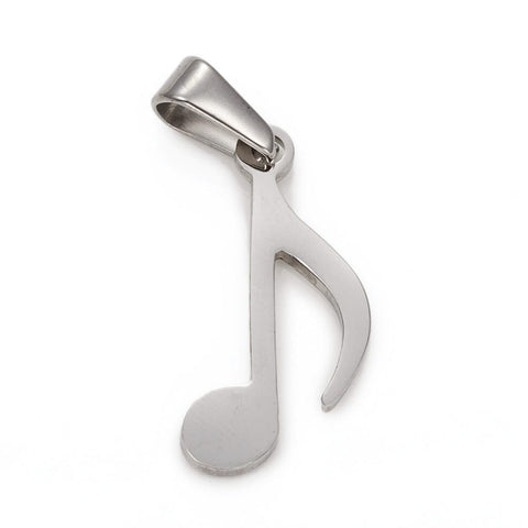 304 Stainless Steel Musical Note Pendants, Stainless Steel Color, 24.5×11.5mm 304 Stainless Steel Musical Note Pendants, Stainless Steel Color, 24.5×11.5mm