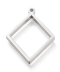 RHOMBUS 24x33mm Stainless Steel Color 304 Stainless Steel Open Back Bezel Pendants 304 Stainless Steel Open Back Bezel Pendants