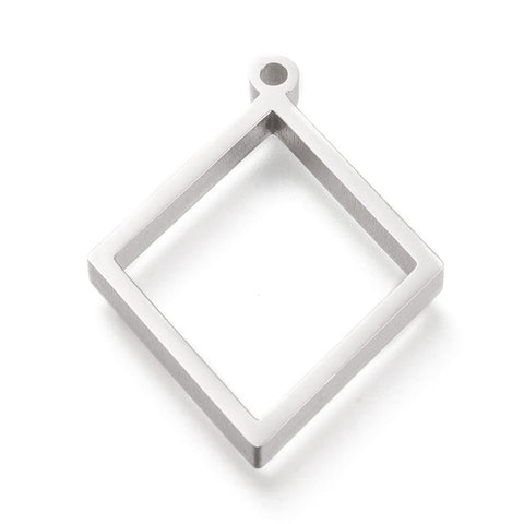 RHOMBUS 24x33mm Stainless Steel Color 304 Stainless Steel Open Back Bezel Pendants 304 Stainless Steel Open Back Bezel Pendants