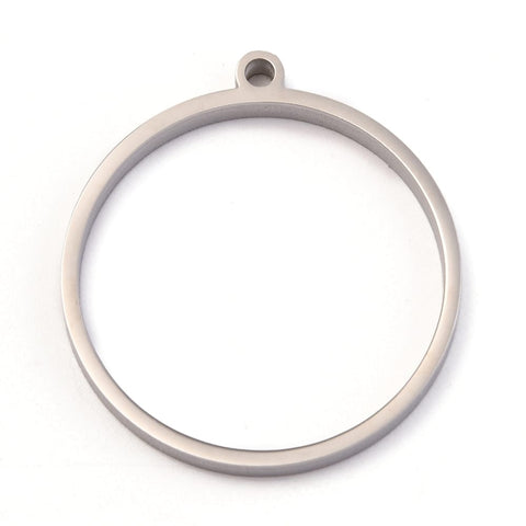 CIRCLE 28x30mm Stainless Steel color 304 Stainless Steel Open Back Bezel Pendants 304 Stainless Steel Open Back Bezel Pendants