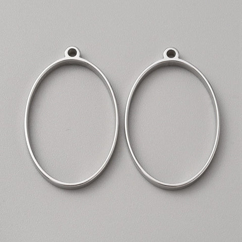 304 Stainless Steel Open Back Bezel Pendants – Oval Resin Frame for DIY UV Resin, 35×22.5×3mm 304 Stainless Steel Open Back Bezel Pendants – Oval Resin Frame for DIY UV Resin, 35×22.5×3mm