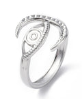 STAINLESS STEEL 304 Stainless Steel Open Cuff Ring, Crescent Moon with Eye, 18.5mm 304 Stainless Steel Open Cuff Ring, Crescent Moon with Eye, 18.5mm