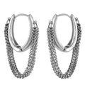 304 Stainless Steel Oval Hoop Earrings – Curb Chain Tassel Design 304 Stainless Steel Oval Hoop Earrings – Curb Chain Tassel Design