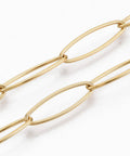 304 Stainless Steel Paperclip Chains, Drawn Elongated Cable Chain, Soldered, Golden 304 Stainless Steel Paperclip Chains, Drawn Elongated Cable Chain, Soldered, Golden