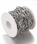 5 METER ROLL 304 Stainless Steel Paperclip Chains, Soldered, 10x3mm 304 Stainless Steel Paperclip Chains, Soldered, 10x3mm