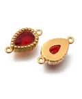 RED 304 Stainless Steel Pave Cubic Zirconia Teardrop Connector Charms, Golden IP Plated, 12x6mm 304 Stainless Steel Pave Cubic Zirconia Teardrop Connector Charms, Golden IP Plated, 12x6mm