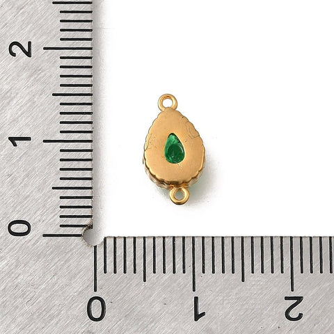 304 Stainless Steel Pave Cubic Zirconia Teardrop Connector Charms, Golden IP Plated, 12x6mm 304 Stainless Steel Pave Cubic Zirconia Teardrop Connector Charms, Golden IP Plated, 12x6mm