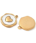 SHELL 304 Stainless Steel Pave Natural Heart Pendants – Real 18K Gold Plated – 15.5x13mm 304 Stainless Steel Pave Natural Heart Pendants – Real 18K Gold Plated – 15.5x13mm