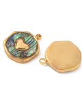 PAUA 304 Stainless Steel Pave Natural Heart Pendants – Real 18K Gold Plated – 15.5x13mm 304 Stainless Steel Pave Natural Heart Pendants – Real 18K Gold Plated – 15.5x13mm