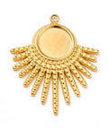 ION GOLD PLATED 304 Stainless Steel Pendant Cabochon Settings, Fan, Tray: 8mm, 25.5x21x2mm 304 Stainless Steel Pendant Cabochon Settings, Fan, Tray: 8mm, 25.5x21x2mm