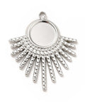 STAINLESS STEEL 304 Stainless Steel Pendant Cabochon Settings, Fan, Tray: 8mm, 25.5x21x2mm 304 Stainless Steel Pendant Cabochon Settings, Fan, Tray: 8mm, 25.5x21x2mm