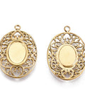 304 Stainless Steel Pendant Cabochon Settings, Oval, Nickel Free, Real 14K Gold Plated 304 Stainless Steel Pendant Cabochon Settings, Oval, Nickel Free, Real 14K Gold Plated