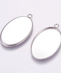 304 Stainless Steel Pendant Cabochon Settings, Plain Edge Bezel Cups, Oval, Tray: 20x30mm 304 Stainless Steel Pendant Cabochon Settings, Plain Edge Bezel Cups, Oval, Tray: 20x30mm
