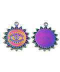 RAINBOW 304 Stainless Steel Pendant, Flower with Evil Eye, 21.5x19x1.5mm 304 Stainless Steel Pendant, Flower with Evil Eye, 21.5x19x1.5mm
