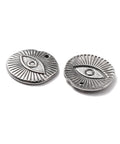 304 Stainless Steel Pendants Cabochons for Enamel, Flat Round with Eye, 18.5mm 304 Stainless Steel Pendants Cabochons for Enamel, Flat Round with Eye, 18.5mm