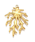 304 Stainless Steel Pendants, Coral Branch Charm, 18K Gold Plated 304 Stainless Steel Pendants, Coral Branch Charm, 18K Gold Plated