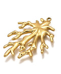 304 Stainless Steel Pendants, Coral Branch Charm, 18K Gold Plated 304 Stainless Steel Pendants, Coral Branch Charm, 18K Gold Plated