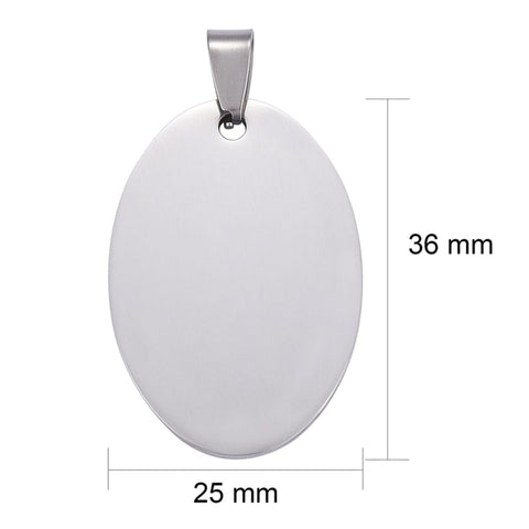 STAINLESS STEEL 304 Stainless Steel Pendants, Manual Polishing, Blank Stamping Tags, Oval, 25x36mm 304 Stainless Steel Pendants, Manual Polishing, Blank Stamping Tags, Oval, 25x36mm