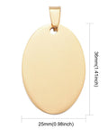 GOLDEN 304 Stainless Steel Pendants, Manual Polishing, Blank Stamping Tags, Oval, 25x36mm 304 Stainless Steel Pendants, Manual Polishing, Blank Stamping Tags, Oval, 25x36mm