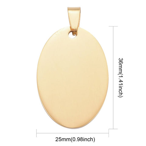 GOLDEN 304 Stainless Steel Pendants, Manual Polishing, Blank Stamping Tags, Oval, 25x36mm 304 Stainless Steel Pendants, Manual Polishing, Blank Stamping Tags, Oval, 25x36mm