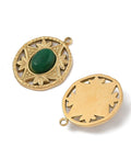 DYED MALAYSIA JADE 304 Stainless Steel Pendants – Oval Charms – Real 18K Gold Plated – 16x20mm 304 Stainless Steel Pendants – Oval Charms – Real 18K Gold Plated – 16x20mm