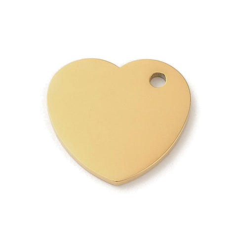 ION GOLD PLATED 304 Stainless Steel Pendants, Stamping Blank Tag, Heart Charm, 16x18x1.5mm 304 Stainless Steel Pendants, Stamping Blank Tag, Heart Charm, 16x18x1.5mm