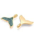 DARK CYAN 304 Stainless Steel Pendants, with Enamel, Fishtail Charms, Ion Plated 304 Stainless Steel Pendants, with Enamel, Fishtail Charms, Ion Plated