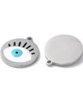 STAINLESS STEEL 304 Stainless Steel Pendants, with Enamel, Flat Round with Evil Eye Pattern,  17x15x1.5mm 304 Stainless Steel Pendants, with Enamel, Flat Round with Evil Eye Pattern,  17x15x1.5mm
