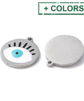304 Stainless Steel Pendants, with Enamel, Flat Round with Evil Eye Pattern,  17x15x1.5mm 304 Stainless Steel Pendants, with Enamel, Flat Round with Evil Eye Pattern,  17x15x1.5mm