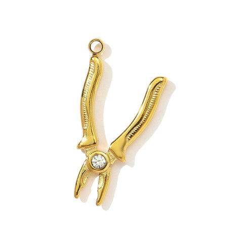 304 Stainless Steel Pliers Rhinestone Pendant 18K Gold Plated 24mm 304 Stainless Steel Pliers Rhinestone Pendant 18K Gold Plated 24mm