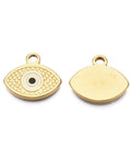 304 Stainless Steel, Real 18K Gold Plated, Evil Eye, White, 20mm 304 Stainless Steel, Real 18K Gold Plated, Evil Eye, White, 20mm