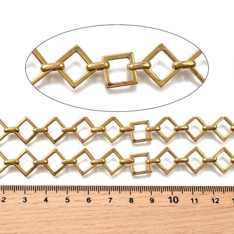 ION GOLD PLATED 304 Stainless Steel Rectangle Link Chain – Unwelded 304 Stainless Steel Rectangle Link Chain – Unwelded