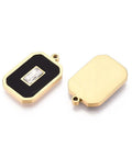 304 Stainless Steel Rhinestone and Acrylic Rectangle Pendant, Ion Plated, Black, 20x13mm 304 Stainless Steel Rhinestone and Acrylic Rectangle Pendant, Ion Plated, Black, 20x13mm