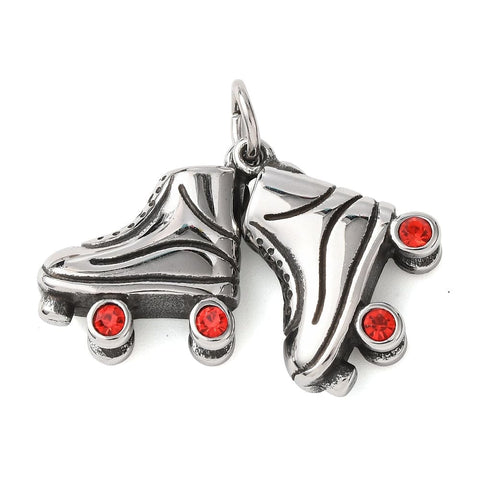 304 Stainless Steel Rhinestone Pendants, Roller Skates/Shoes Charms, Antique Silver 304 Stainless Steel Rhinestone Pendants, Roller Skates/Shoes Charms, Antique Silver