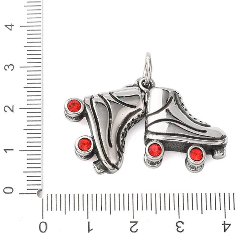 304 Stainless Steel Rhinestone Pendants, Roller Skates/Shoes Charms, Antique Silver 304 Stainless Steel Rhinestone Pendants, Roller Skates/Shoes Charms, Antique Silver