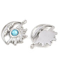 304 Stainless Steel Rhinestone Star & Moon Birthstone Pendants, December Aquamarine Charms, Stainless Steel Color, 19.5x16mm 304 Stainless Steel Rhinestone Star & Moon Birthstone Pendant