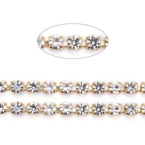 GOLDEN 304 Stainless Steel Rhinestone Strass Chain Crystal 4mm Cup Chain 304 Stainless Steel Rhinestone Strass Chain Crystal 4mm Cup Chain