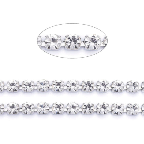STAINLESS STEEL COLOR 304 Stainless Steel Rhinestone Strass Chain Crystal 4mm Cup Chain 304 Stainless Steel Rhinestone Strass Chain Crystal 4mm Cup Chain