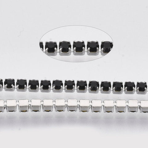 304 Stainless Steel Rhinestone Strass Chain Jet 2mm Cup Chain 304 Stainless Steel Rhinestone Strass Chain Jet 2mm Cup Chain
