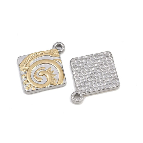 304 Stainless Steel Rhombus Vortex Pendant – Two-Tone Gold & Silver, 25mm Stainless Steel Rhombus Vortex Pendant | Two-Tone Gold/Silver