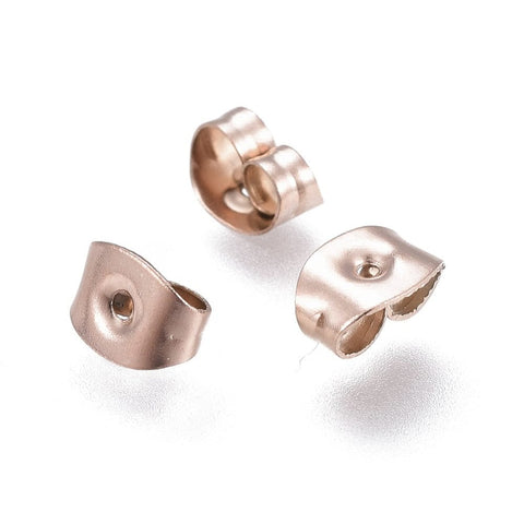 304 Stainless Steel Rose Gold Ear Nuts IP Plated Earring Backs 4.5mm hole 0.8mm 304 Stainless Steel Rose Gold Ear Nuts IP Plated Earring Backs 4.5mm hole 0.8mm