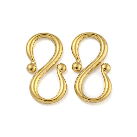 ION 18KT GOLD PLATED 304 Stainless Steel S-Hook Clasps, 6.5x13mm 304 Stainless Steel S-Hook Clasps, 6.5x13mm