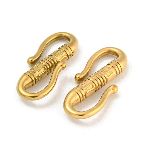 ION 18KT GOLD PLATED 304 Stainless Steel S-Hook Clasps, Double Snap Hook, 22.5mm 304 Stainless Steel S-Hook Clasps, Double Snap Hook, 22.5mm