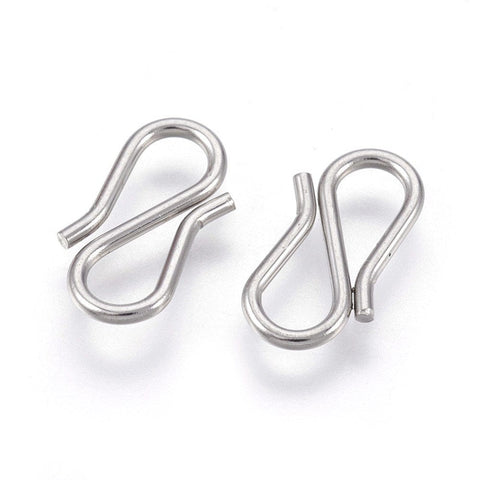 304 Stainless Steel S-Hook Clasps, Stainless Steel Color Size: about 6x12.5mm 304 Stainless Steel S-Hook Clasps, Stainless Steel Color Size: about 6x12.5mm