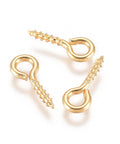 304 Stainless Steel Screw Eye Pin Peg Bails, Golden 10mm 304 Stainless Steel Screw Eye Pin Peg Bails, Golden 10mm