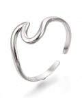 304 Stainless Steel Sea Wave Cuff Rings, Open Rings, US Size 7(17.9mm) 304 Stainless Steel Sea Wave Cuff Rings, Open Rings, US Size 7(17.9mm)