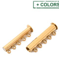 304 Stainless Steel Slide Lock Clasp – Tube, 5-Strand, 10-Hole, 30.5mm 304 Stainless Steel 5-Strand Slide Lock Clasp | BalzarCrafts