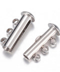 304 Stainless Steel Slide Lock Clasps, Peyote Clasps, 3-Strand, 6-Hole, Tube 304 Stainless Steel Slide Lock Clasps, Peyote Clasps, 3-Strand, 6-Hole, Tube